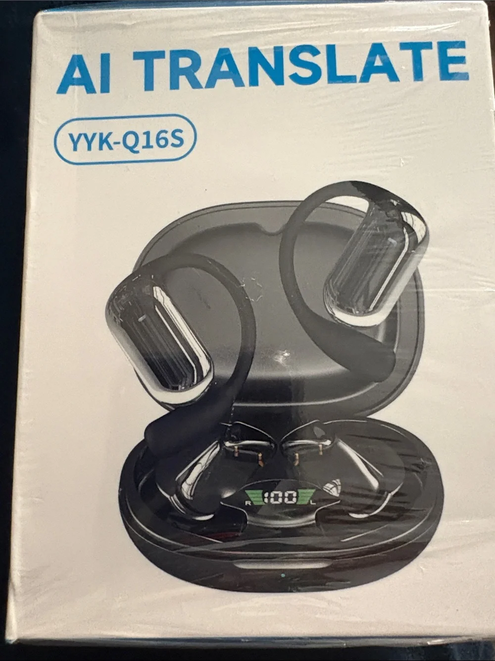 AI Translate Black Wireless Earbuds with Charging Case